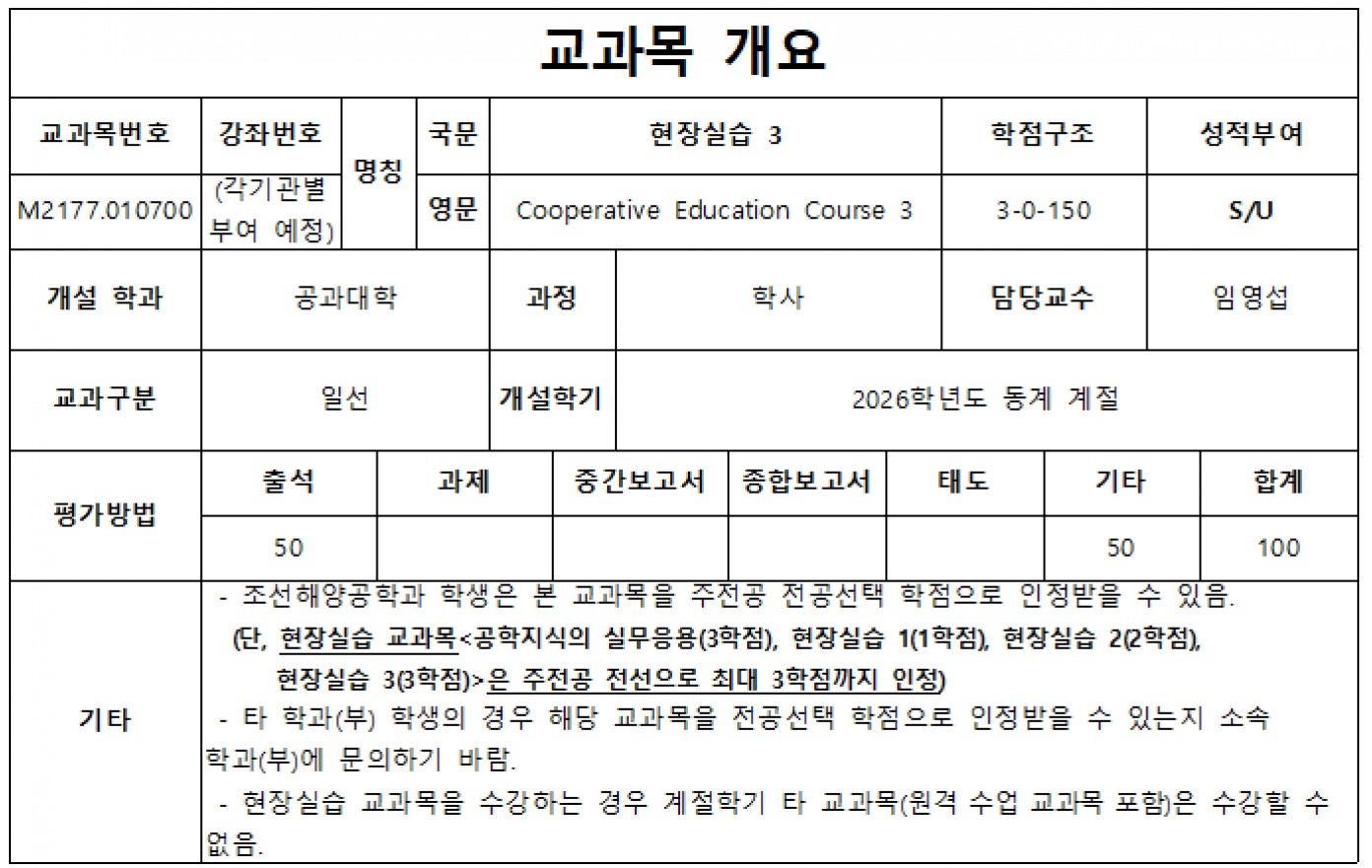 교과목 개요